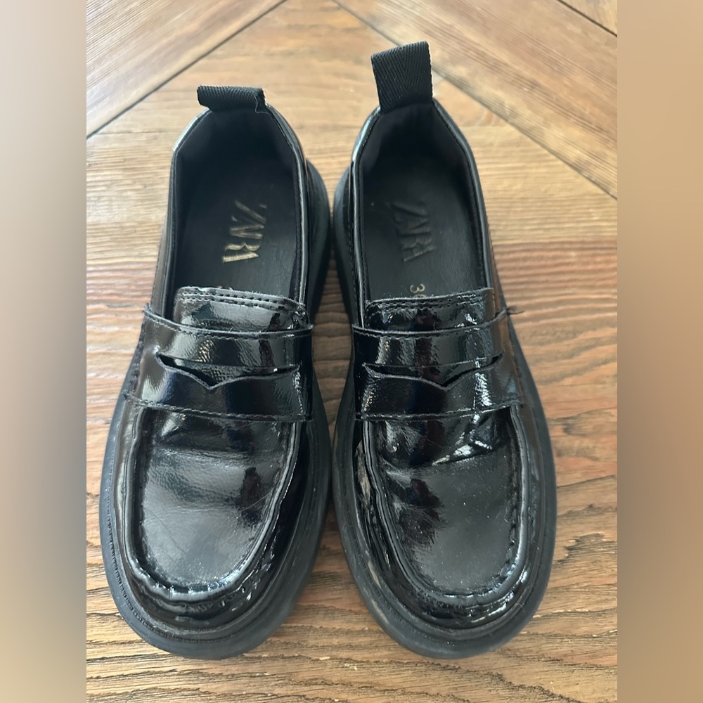 Zara Kids Shiny Black Dress Shoes